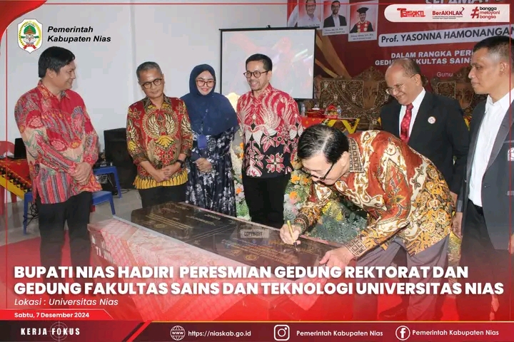 Bupati Nias Yaatulo Gulo, S.E., S.H., M.Si hadiri acara Peresmian Gedung Rektorat dan Gedung Fakultas Sains dan Teknologi Universitas Nias
