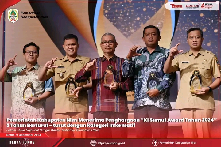 Pemerintah Kabupaten Nias terima penghargaan Keterbukaan Informasi Publik Tahun 2024, Kategori Informatif
